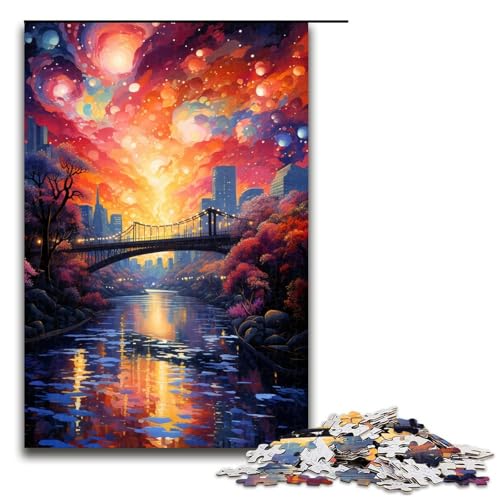 Puzzle für Erwachsene 1000 Teile farbenfrohe psychedelische Landschaft Puzzlespiel lustiges Spielzeug (Größe 75 x 50 cm) von linghhiming
