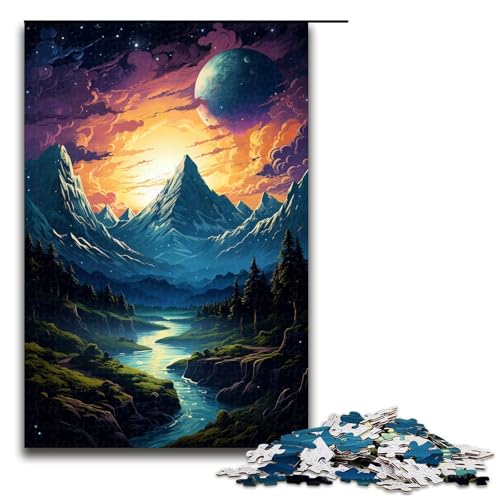 Puzzle für Erwachsene 1000 Teile farbenfrohe psychedelische Planetenlandschaft Puzzlespiel lustiges Spielzeug (Größe 75 x 50 cm) von linghhiming