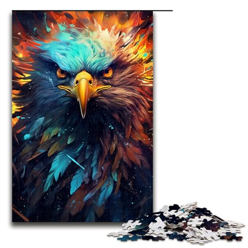 Puzzle für Erwachsene 1000 Teile farbenfroher Psychedelischer Adler 14 Heimdekoration Puzzlespielzeug Geschenk für die ganze Familie (Größe 75 x 50 cm) von linghhiming
