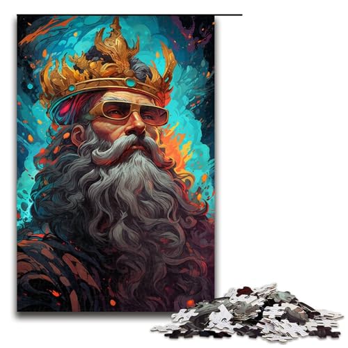 Puzzle für Erwachsene 1000 Teile farbenfroher Psychedelischer König unmögliches Puzzle Familienspiel Stressabbau schwierige Herausforderung (Größe 75 x 50 cm) von linghhiming