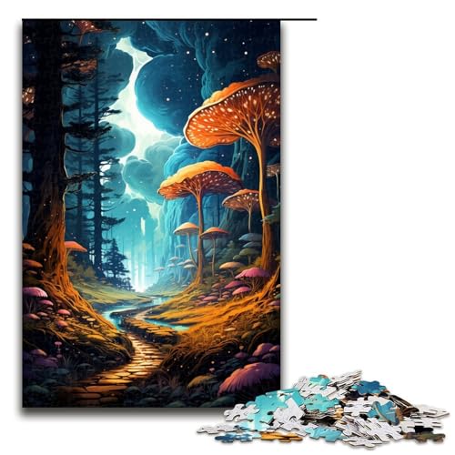 Puzzle für Erwachsene 1000 Teile farbenfroher Psychedelischer Neonwald Puzzlespiele Spielzeug Geschenk geeignet als Schreibtischdekoration (Größe 75 x 50 cm) von linghhiming