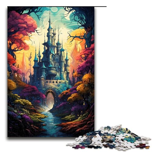 Puzzle für Erwachsene 1000 Teile farbenfroher Psychedelischer Palast in der Baumfamilie Holzpuzzle Lernspiel herausforderndes Spielzeug (Größe 75 x 50 cm) von linghhiming