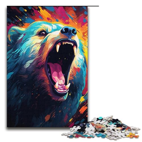 Puzzle für Erwachsene 1000 Teile farbenfrohes Fantasy-Bären-Kunstpuzzle Papierpuzzle Lernspiel Herausforderungsspielzeug 1000 Teile (38 x 26 cm) von linghhiming