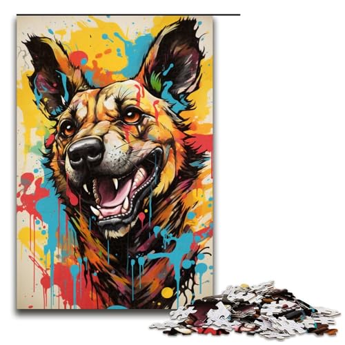 Puzzle für Erwachsene 1000 Teile farbenfrohes Wildhund Puzzle Spiele Spielzeug Geschenk geeignet für die Schreibtischdekoration 75 x 50 cm von linghhiming