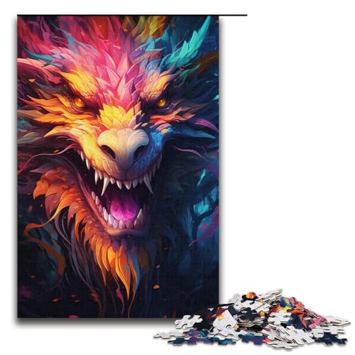 Puzzle für Erwachsene 1000 Teile farbenfrohes chinesisches Drachen-Puzzle Spiele Spielzeug Geschenk geeignet als Schreibtischdekoration 1000 Teile (38 x 26 cm) von linghhiming