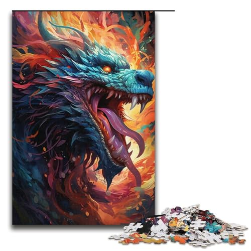 Puzzle für Erwachsene 1000 Teile farbenfrohes chinesisches Drachen-Puzzle Spielspielzeug lustig 1000 Teile (38 x 26 cm) von linghhiming