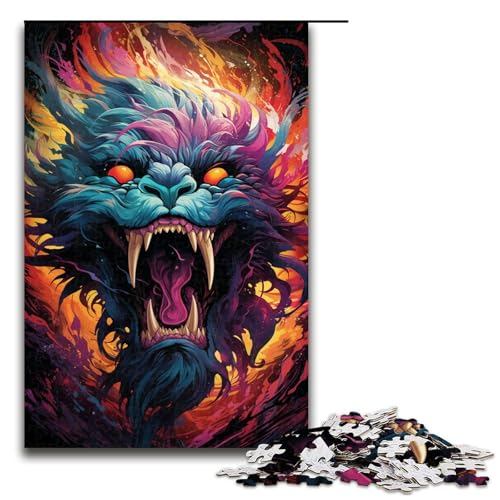 Puzzle für Erwachsene 1000 Teile farbenfrohes psychedelisches Drachenmonster Puzzle Lernspiele für Zuhause DIY Spielzeug tolles Geschenk für Spiele (Größe 75 x 50 cm) von linghhiming