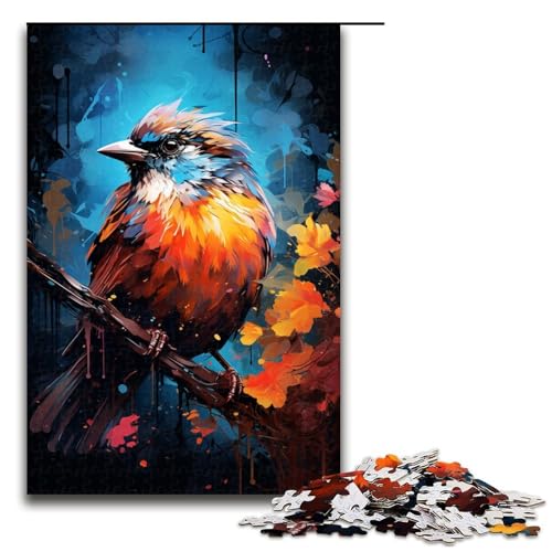 Puzzle für Erwachsene 1000 Teile farbenfrohes psychedelisches Fantasy Spatzen Puzzle lustiges Spielzeug (Größe 75 x 50 cm) von linghhiming