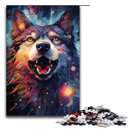 Puzzle für Erwachsene 1000 Teile farbenfrohes psychedelisches Galaxie Hundefamilien Holzpuzzle Lernspiel herausforderndes Spielzeug (Größe 75 x 50 cm) von linghhiming