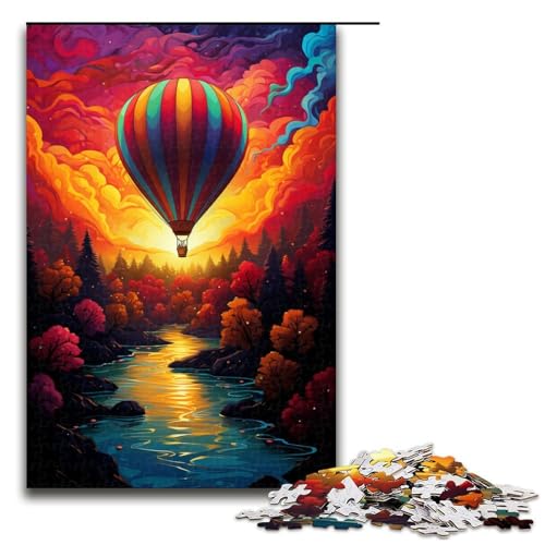 Puzzle für Erwachsene 1000 Teile farbenfrohes psychedelisches Heißluftballon Puzzle Lernspiele für Zuhause DIY Spielzeug tolles Geschenk für Spiele (Größe 75 x 50 cm) von linghhiming