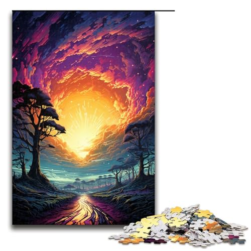 Puzzle für Erwachsene 1000 Teile farbenfrohes psychedelisches Himmelspuzzle Lernspiele für Zuhause DIY Spielzeug tolles Geschenk für Spiele (Größe 75 x 50 cm) von linghhiming