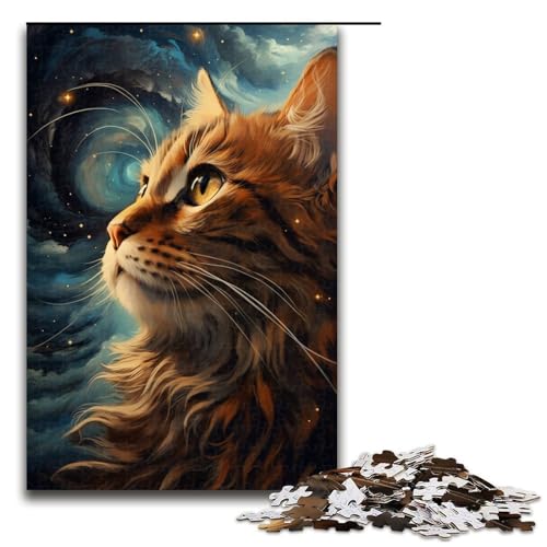 Puzzle für Erwachsene 1000 Teile farbenfrohes psychedelisches Katzen Puzzle jedes Teil ist einzigartig – anspruchsvolles unterhaltsames Familienspiel (Größe 75 x 50 cm) von linghhiming