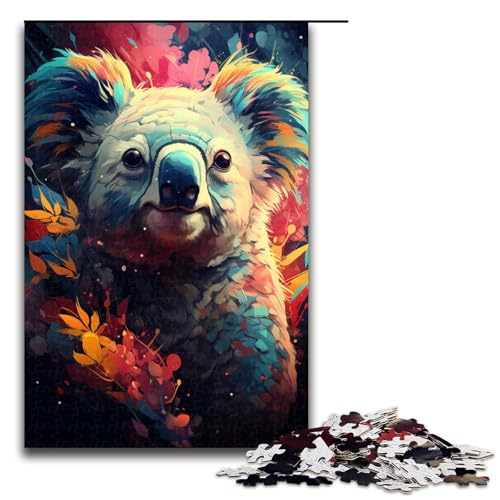 Puzzle für Erwachsene 1000 Teile farbenfrohes psychedelisches Koala Puzzle Lernspiele für Zuhause DIY Spielzeug tolles Geschenk für Spiele (Größe 75 x 50 cm) von linghhiming