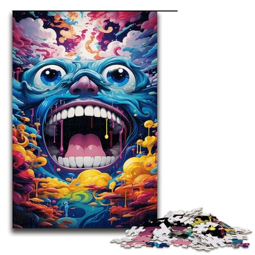 Puzzle für Erwachsene 1000 Teile farbenfrohes psychedelisches Monster Heimdekoration Puzzlespielzeug Geschenk für die ganze Familie (Größe 75 x 50 cm) von linghhiming