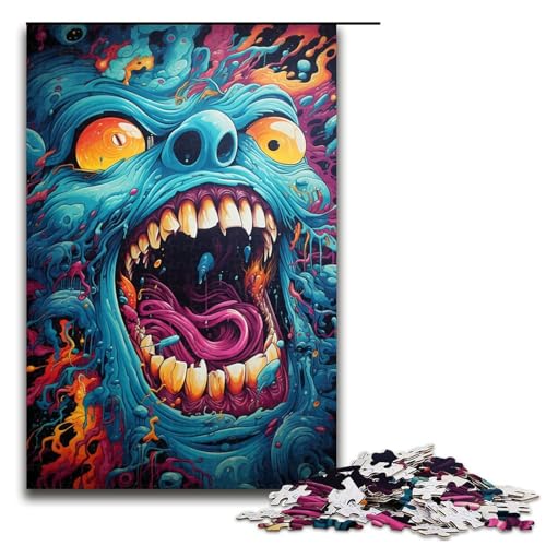 Puzzle für Erwachsene 1000 Teile farbenfrohes psychedelisches Monster Puzzle Geburtstagsgeschenk Geschenke für Teenager ab 14 Jahren (Größe 75 x 50 cm) von linghhiming