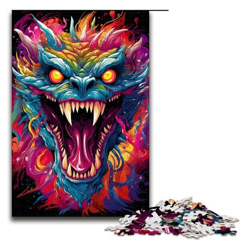 Puzzle für Erwachsene 1000 Teile farbenfrohes psychedelisches Monster Puzzle Geburtstagsgeschenk Geschenke für Teenager ab 14 Jahren (Größe 75 x 50 cm) von linghhiming