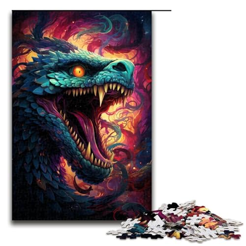 Puzzle für Erwachsene 1000 Teile farbenfrohes psychedelisches Monster Schlangen Puzzle jedes Teil ist einzigartig – anspruchsvolles unterhaltsames Familienspiel (Größe 75 x 50 cm) von linghhiming