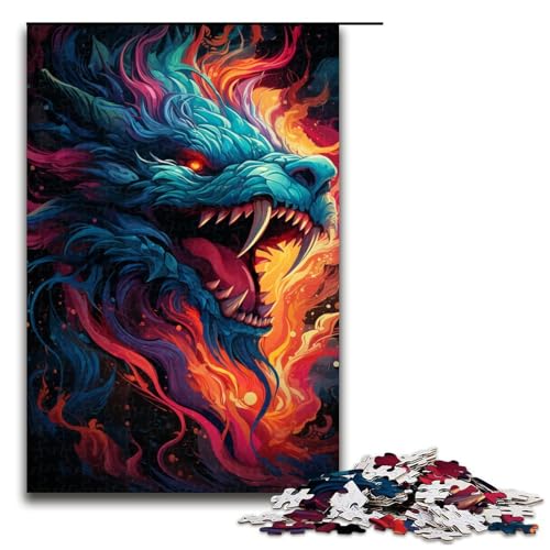 Puzzle für Erwachsene 1000 Teile farbenfrohes psychedelisches Monster mit Schlangenmotiv Puzzlespiele Spielzeug Geschenk geeignet als Schreibtischdekoration (Größe 75 x 50 cm) von linghhiming