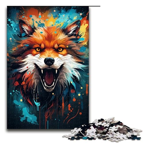 Puzzle für Erwachsene 1000 Teile farbenfrohes psychedelisches Neonfuchs Puzzle Lernspiele für Zuhause DIY Spielzeug tolles Geschenk für Spiele (Größe 75 x 50 cm) von linghhiming