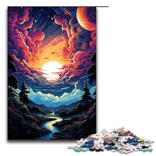 Puzzle für Erwachsene 1000 Teile farbenfrohes psychedelisches Paradies Lernspiele für Zuhause DIY Spielzeug tolles Geschenk für Spiele (Größe 75 x 50 cm) von linghhiming