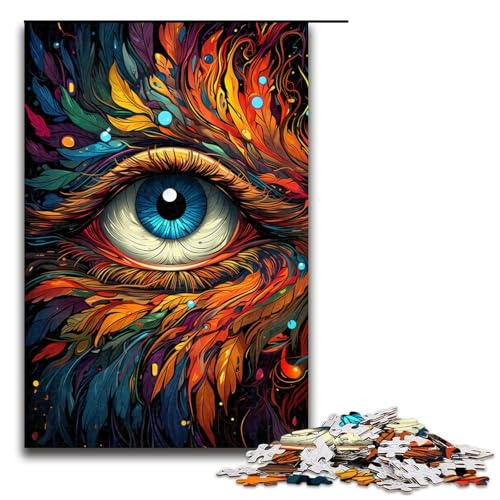 Puzzle für Erwachsene 1000 Teile farbenfrohes psychedelisches Phönixaugen Puzzle Lernspiele für Zuhause DIY Spielzeug tolles Geschenk für Spiele (Größe 75 x 50 cm) von linghhiming