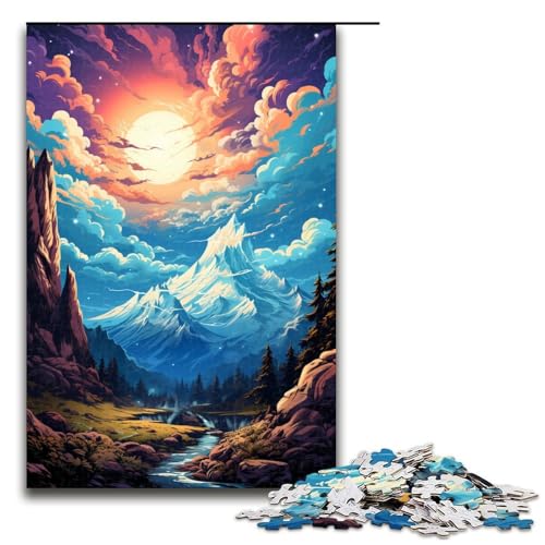 Puzzle für Erwachsene 1000 Teile farbenfrohes psychedelisches Pop Art Berg Unmögliches Puzzle Familienspiel zum Stressabbau schwierige Herausforderung (Größe 75 x 50 cm) von linghhiming
