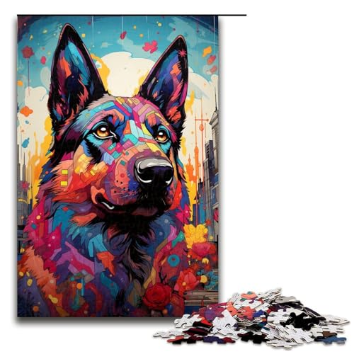 Puzzle für Erwachsene 1000 Teile farbenfrohes psychedelisches Puzzle mit Hund Lernspiele für Zuhause DIY Spielzeug tolles Geschenk für Spiele 1000 Teile (75 x 50 cm) von linghhiming