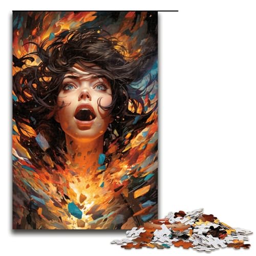 Puzzle für Erwachsene 1000 Teile farbenfrohes psychedelisches Puzzle mit Pilotin Lernspiele für Zuhause DIY Spielzeug tolles Geschenk für Spiele (Größe 75 x 50 cm) von linghhiming