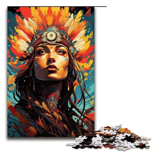 Puzzle für Erwachsene 1000 Teile farbenfrohes psychedelisches Puzzle mit indianischer Frau Heimdekoration Spielzeug Geschenk für die ganze Familie 1000 Teile (75 x 50 cm) von linghhiming