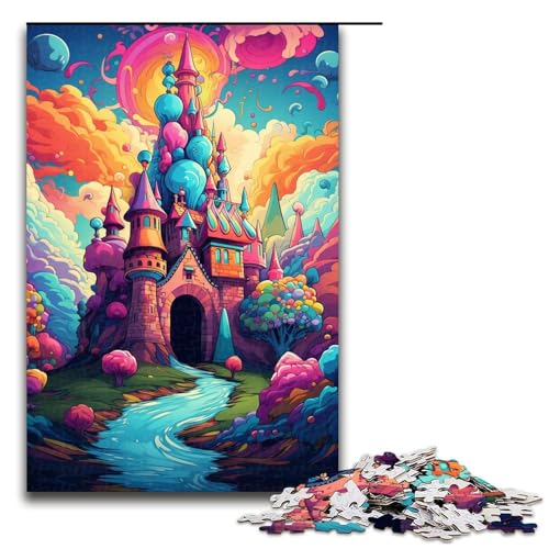 Puzzle für Erwachsene 1000 Teile farbenfrohes psychedelisches Süßigkeitenschloss Puzzle jedes Teil ist einzigartig – anspruchsvolles unterhaltsames Familienspiel (Größe 75 x 50 cm) von linghhiming