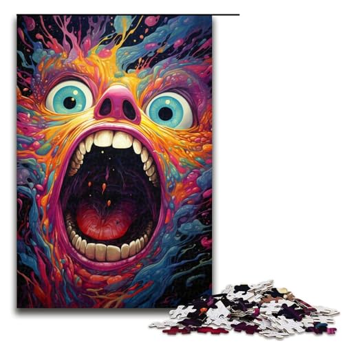 Puzzle für Erwachsene 1000 Teile farbenfrohes psychedelisches böses Monster Puzzlespiel lustiges Spielzeug (Größe 75 x 50 cm) von linghhiming