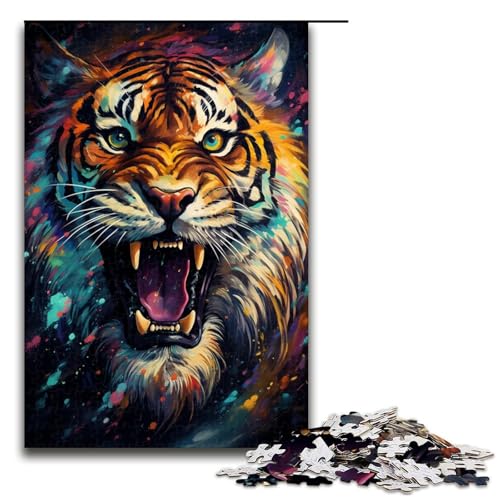 Puzzle für Erwachsene 1000 Teile farbenfrohes psychedelisches kosmisches Tiger Puzzle jedes Teil ist einzigartig – anspruchsvolles unterhaltsames Familienspiel (Größe 75 x 50 cm) von linghhiming