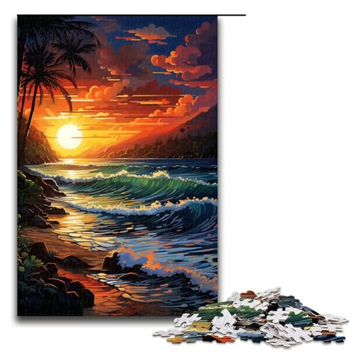 Puzzle für Erwachsene 1000 Teile farbenfrohes und fantastisches Sonnenuntergangs Strandmuster zum Zusammenbauen hilft dem Gehirn süchtig machendes Spielzeug zu trainieren und Geduld zu fördern von linghhiming