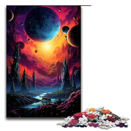 Puzzle für Erwachsene 1000 Teile farbenfrohes und psychedelisches Universum Puzzlespiele Spielzeug Geschenk geeignet als Schreibtischdekoration 75 x 50 cm von linghhiming