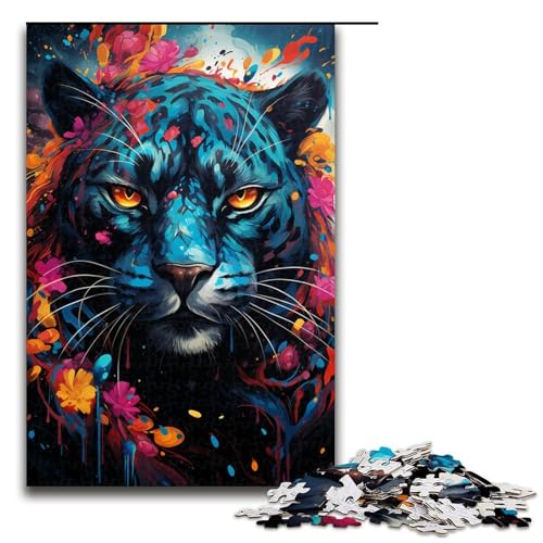 Puzzle für Erwachsene 1000 Teile farbiges Geparden Puzzle Lernspiele für Zuhause DIY Spielzeug tolles Geschenk für Spiele 75 x 50 cm von linghhiming