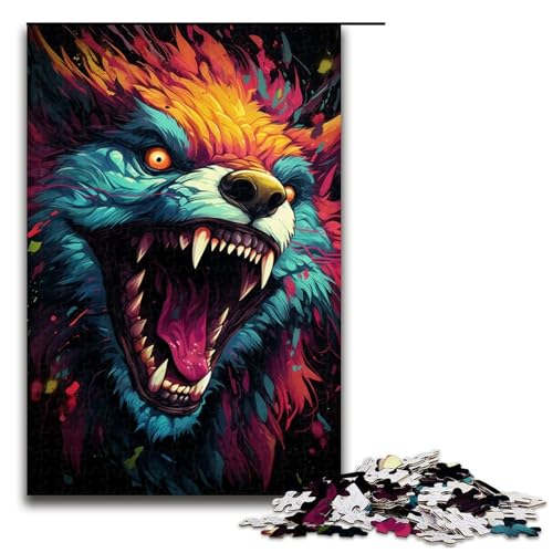 Puzzle für Erwachsene 1000 Teile geheimnisvolles Gemälde Tier Holzpuzzle 1000 Teile (75 x 50 cm) von linghhiming