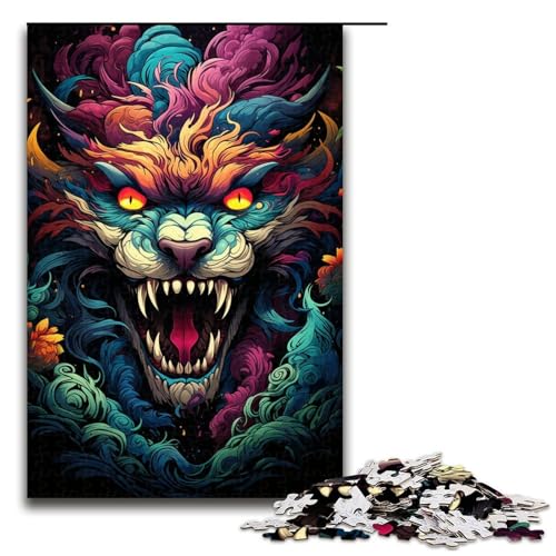 Puzzle für Erwachsene 1000 Teile geheimnisvolles Gemälde Tier Holzpuzzle für Kinder Lernspiel 1000 Teile (75 x 50 cm) von linghhiming