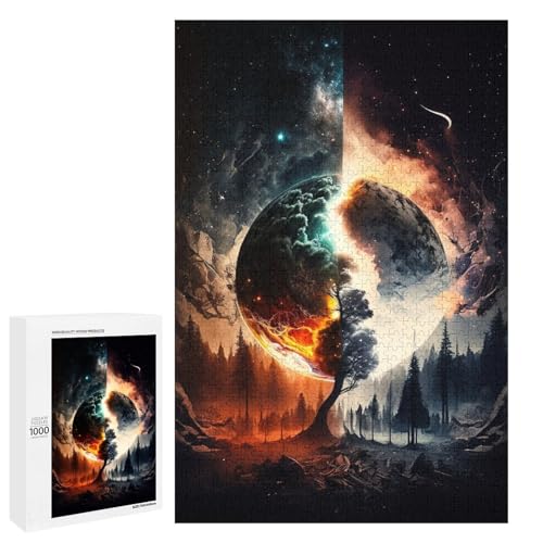 Puzzle für Erwachsene 1000 Teile geometrische Landschaften Holzpuzzle (75 x 50 cm) von linghhiming