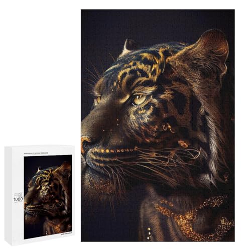Puzzle für Erwachsene 1000 Teile goldgestreifte Tiger Holzpuzzle Lernspiel Herausforderungsspielzeug (75 x 50 cm) von linghhiming