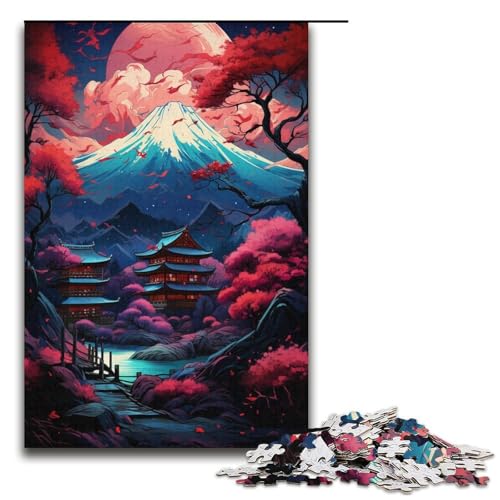 Puzzle für Erwachsene 1000 Teile japanische Bäume und Berge inspirierendes Familien Papierpuzzle Lernspiel Herausforderungsspielzeug 1000 Teile (38 x 26 cm) von linghhiming