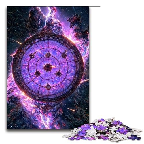 Puzzle für Erwachsene 1000 Teile lila Weltraumfenster Puzzle Lernspiele für Zuhause DIY Spielzeug tolles Geschenk für Spiele (75 x 50 cm) von linghhiming