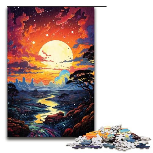 Puzzle für Erwachsene 1000 Teile magischer bunter Himmel Familien Holzpuzzle Lernspiel Herausforderungsspielzeug 1000 Teile (75 x 50 cm) von linghhiming