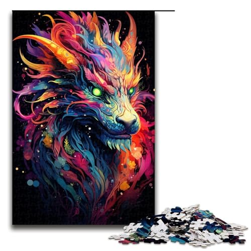 Puzzle für Erwachsene 1000 Teile majestätisches Gemälde Drachenfamilie Holzpuzzle Lernspiel Herausforderungsspielzeug 1000 Teile (75 x 50 cm) von linghhiming