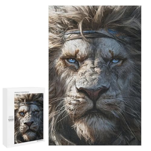 Puzzle für Erwachsene 1000 Teile mittelalterliches Löwen Holzpuzzle (75 x 50 cm) von linghhiming