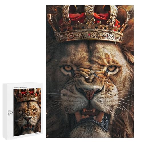 Puzzle für Erwachsene 1000 Teile mittelalterliches Löwen Holzpuzzle (75 x 50 cm) von linghhiming