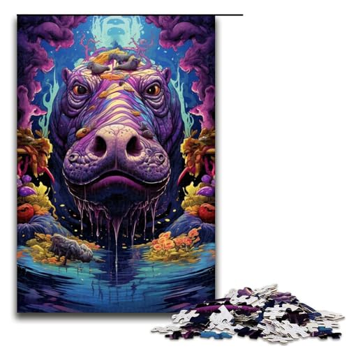 Puzzle für Erwachsene 1000 Teile mürrisches Nilpferd Heimdekoration Puzzle Spielzeug Geschenk für die ganze Familie 1000 Teile (75 x 50 cm) von linghhiming