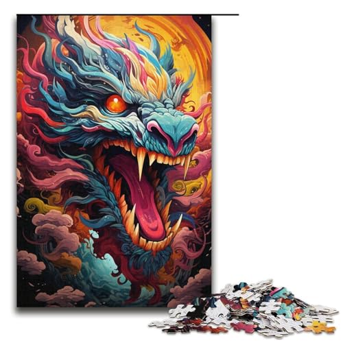 Puzzle für Erwachsene 1000 Teile mysteriöses Gemälde Drachen Puzzle Spiele Spielzeug Geschenk geeignet für die Schreibtischdekoration 1000 Teile (38 x 26 cm) von linghhiming