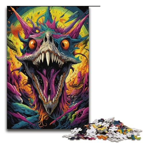 Puzzle für Erwachsene 1000 Teile psychedelisch Farbiger Flugsaurier Puzzlespiel lustiges Spielzeug 1000 Teile (38 x 26 cm) von linghhiming