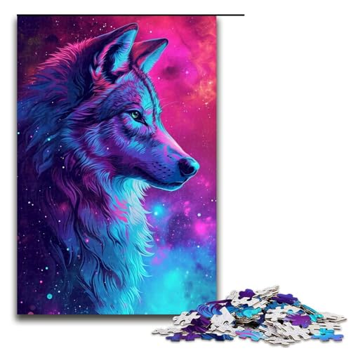 Puzzle für Erwachsene 1000 Teile psychedelisch farbenfroh exotisch Wolf Puzzle Lernspiele für Zuhause DIY Spielzeug tolles Geschenk für Spiele 1000 Teile (75 x 50 cm) von linghhiming
