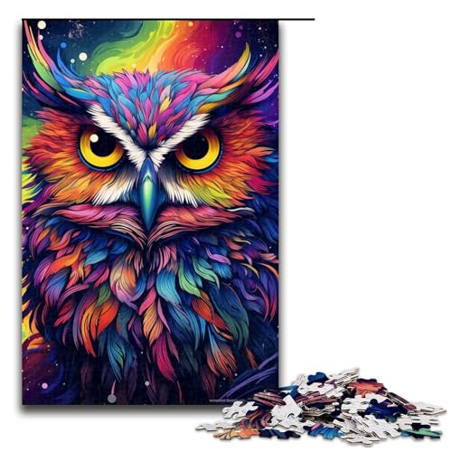 Puzzle für Erwachsene 1000 Teile psychedelische Bunte Eule Puzzle Lernspiele für Zuhause DIY Spielzeug tolles Geschenk für Spiele 1000 Teile (75 x 50 cm) von linghhiming